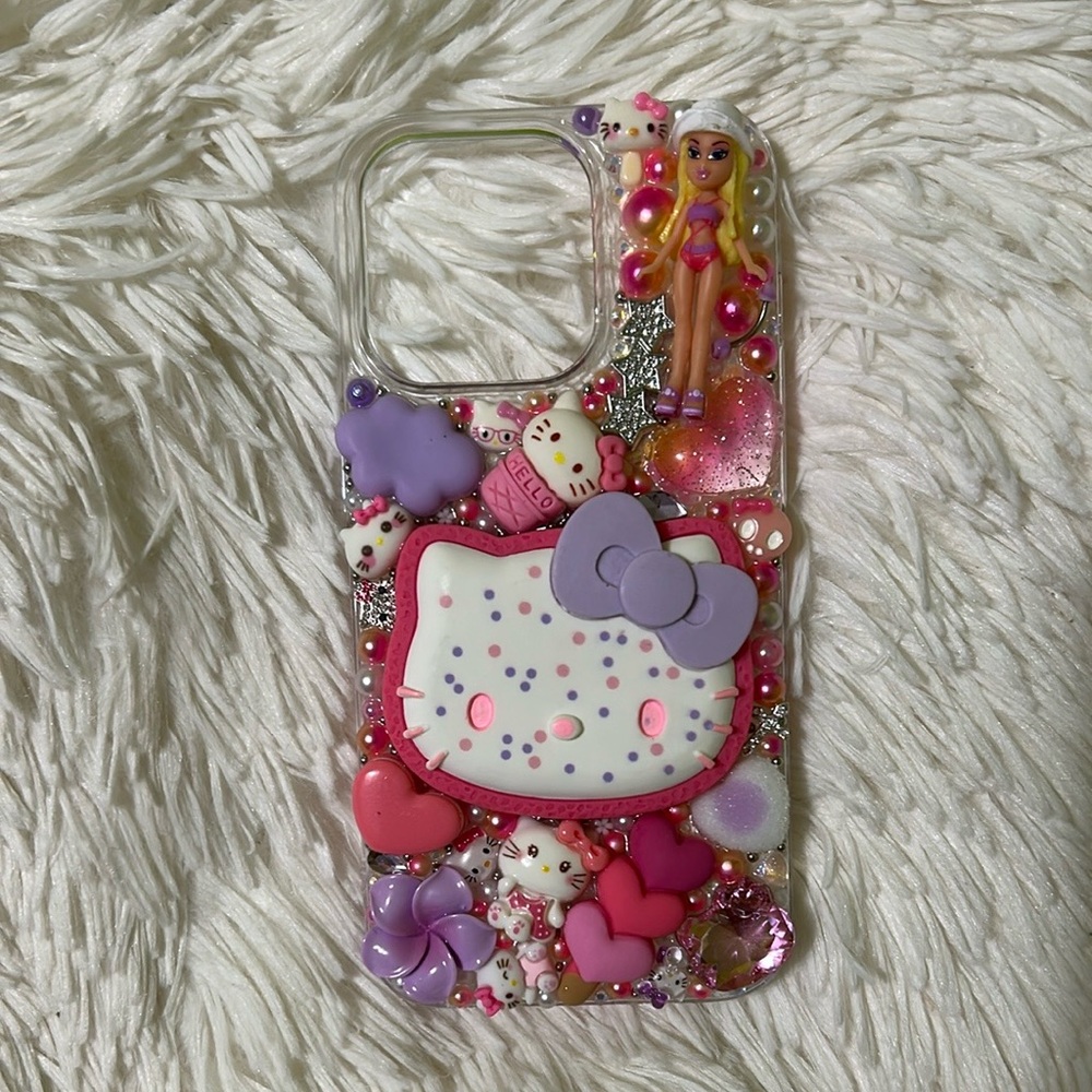 Handmade iPhone 14 Pro Junk Case Hello Kitty Bratz Sanrio Kawaii Mcbling Y2K